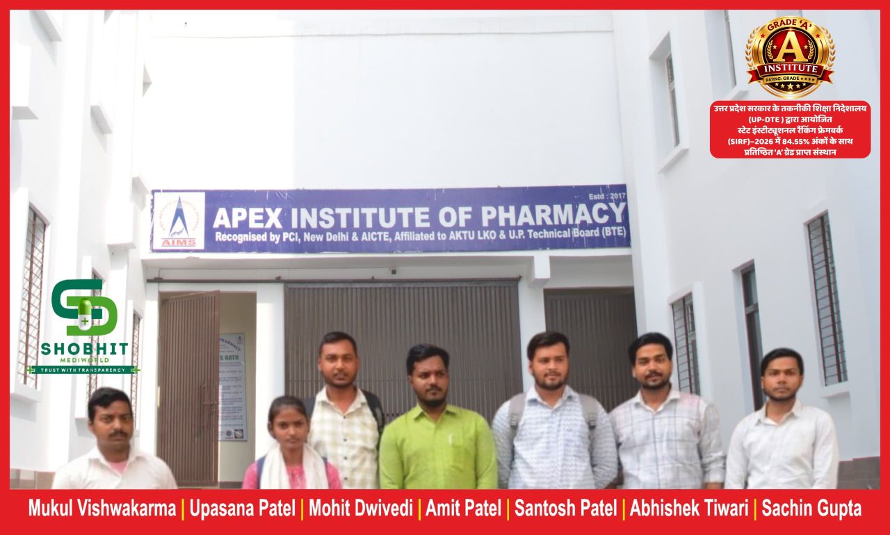 एपेक्स इंस्टीट्यूट ऑफ फार्मेसी के 7 छात्रों का शोभित मेडिवर्ल्ड में कैंपस प्लेसमेंट